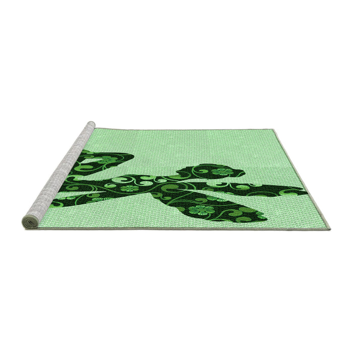Sideview of Machine Washable Transitional Mint Green Rug, wshpat1232grn