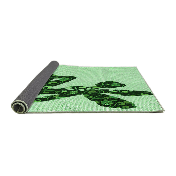 Thickness of Patterned Mint Green Rug, pat1232grn