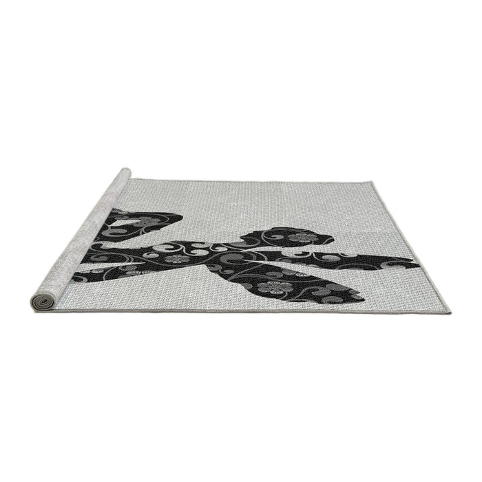 Sideview of Machine Washable Transitional Platinum Gray Rug, wshpat1232gry