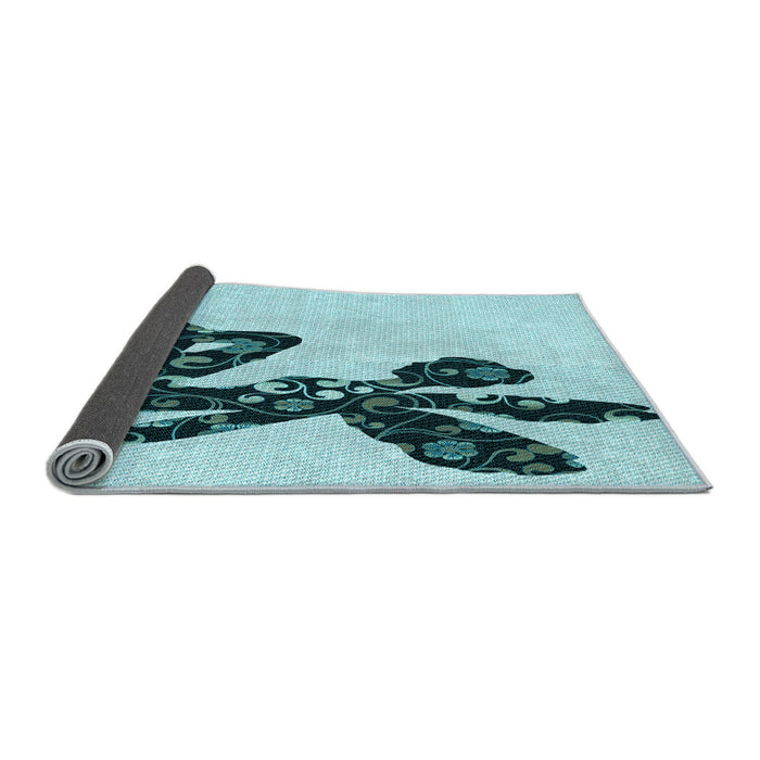 Thickness of Patterned Deep-Sea Green Rug, pat1232lblu
