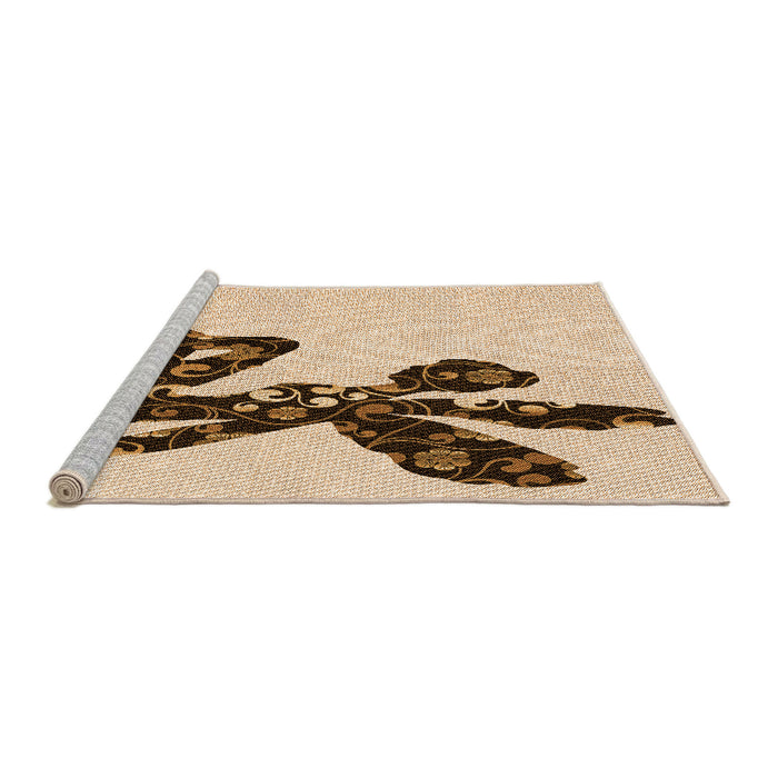 Sideview of Machine Washable Transitional Light Brown Rug, wshpat1232org