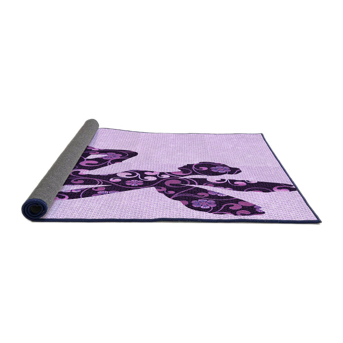 Thickness of Patterned Purple Flower Purple Rug, pat1232pur