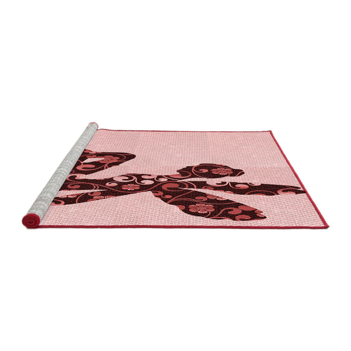 Sideview of Machine Washable Transitional Light Rose Pink Rug, wshpat1232rd