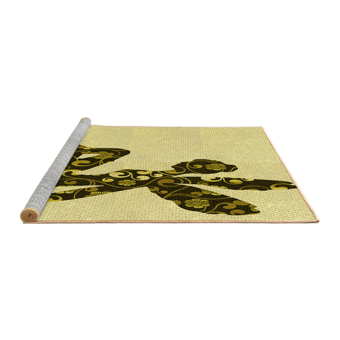 Sideview of Machine Washable Transitional Mustard Yellow Rug, wshpat1232yw