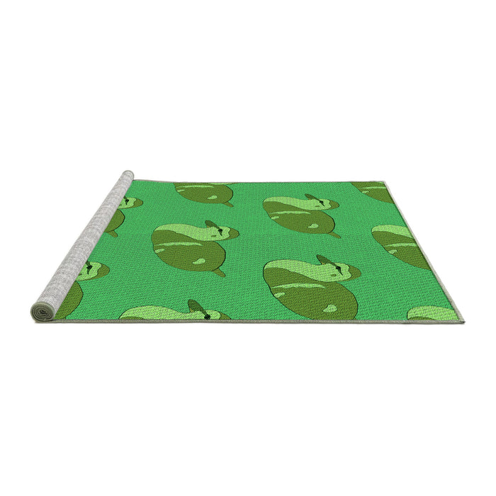 Sideview of Machine Washable Transitional Neon Green Rug, wshpat1233grn