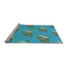 Sideview of Machine Washable Transitional Deep-Sea Green Rug, wshpat1233lblu