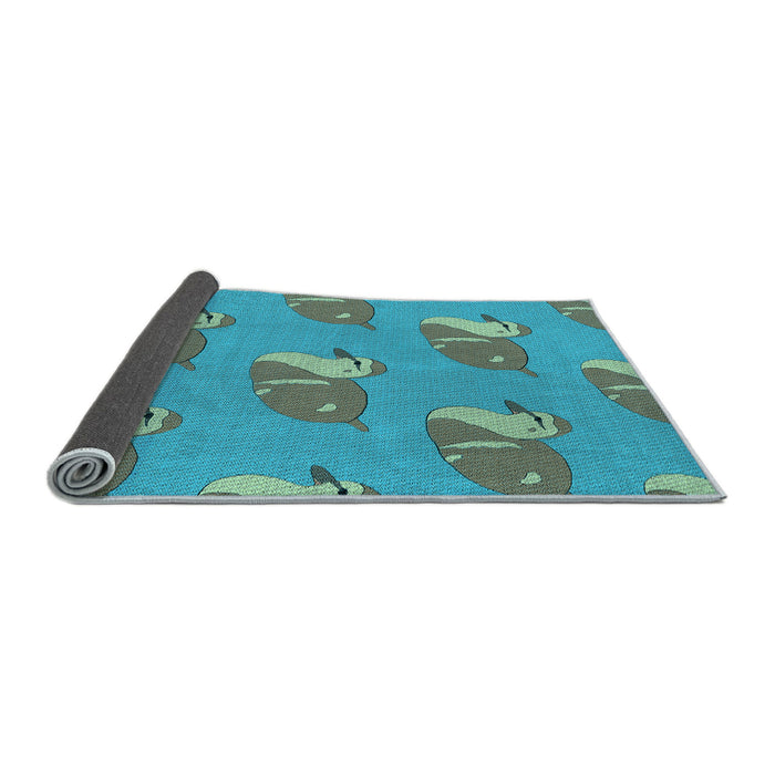 Thickness of Patterned Deep-Sea Green Rug, pat1233lblu
