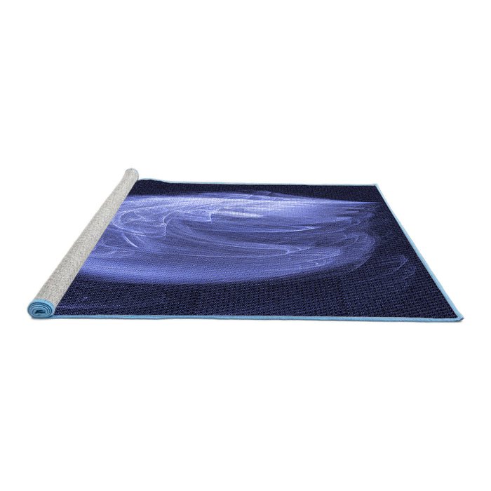 Sideview of Machine Washable Transitional Night Blue Rug, wshpat1234blu