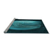 Sideview of Machine Washable Transitional Dark Turquoise Green Rug, wshpat1234lblu