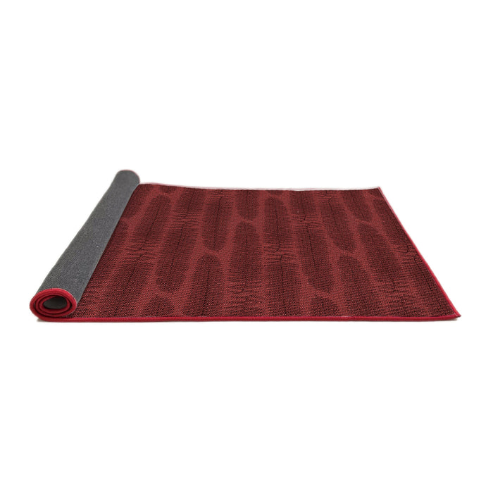 Thickness of Patterned Maroon Red Rug, pat1236rd