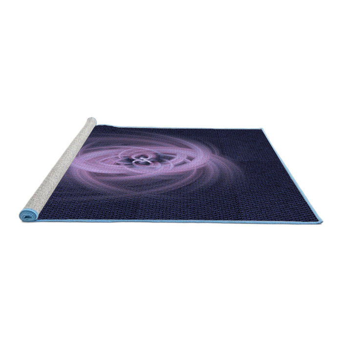 Sideview of Machine Washable Transitional Deep Periwinkle Purple Rug, wshpat1237blu
