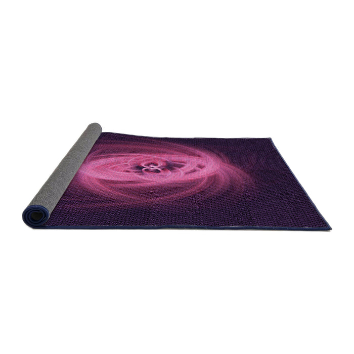 Thickness of Patterned Dark Magenta Purple Rug, pat1237pur
