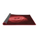 Thickness of Patterned Maroon Red Rug, pat1237rd