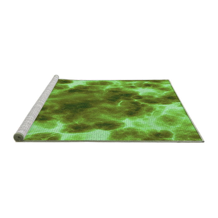 Sideview of Machine Washable Transitional Green Rug, wshpat1238grn