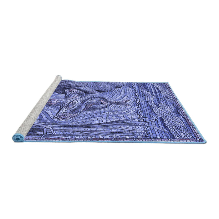 Sideview of Machine Washable Transitional Sky Blue Rug, wshpat1239blu