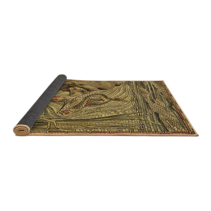 Thickness of Patterned Orange Gold Rug, pat1239brn