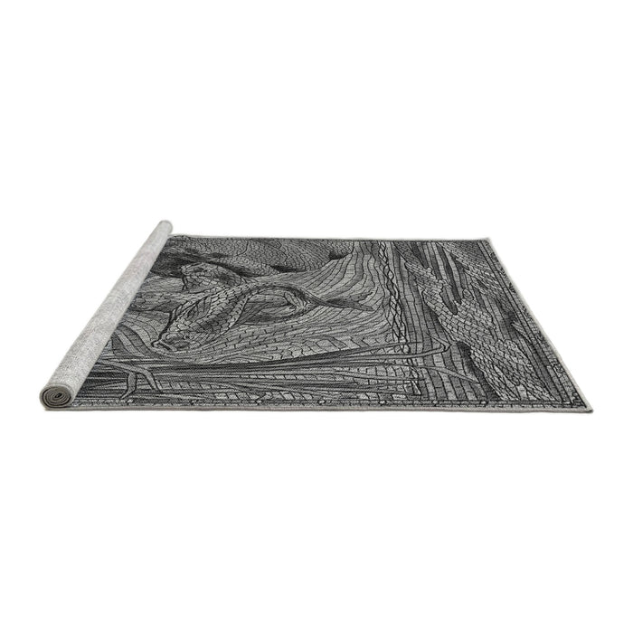 Sideview of Machine Washable Transitional Dark Gray Rug, wshpat1239gry