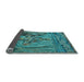 Thickness of Patterned Turquoise Green Rug, pat1239lblu