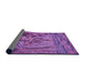 Thickness of Patterned Dark Magenta Purple Rug, pat1239pur