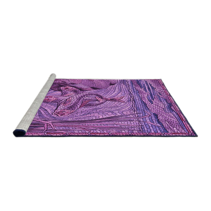 Sideview of Machine Washable Transitional Dark Magenta Purple Rug, wshpat1239pur