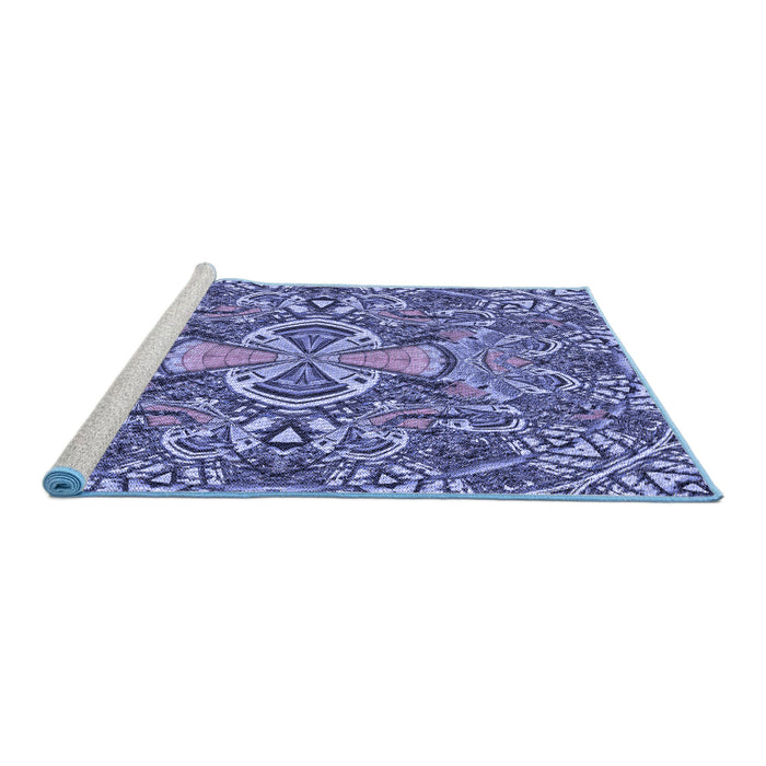 Sideview of Machine Washable Transitional Purple Mimosa Purple Rug, wshpat124blu