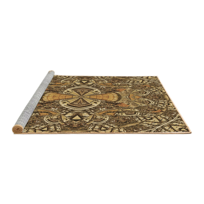 Sideview of Machine Washable Transitional Golden Gold Rug, wshpat124brn