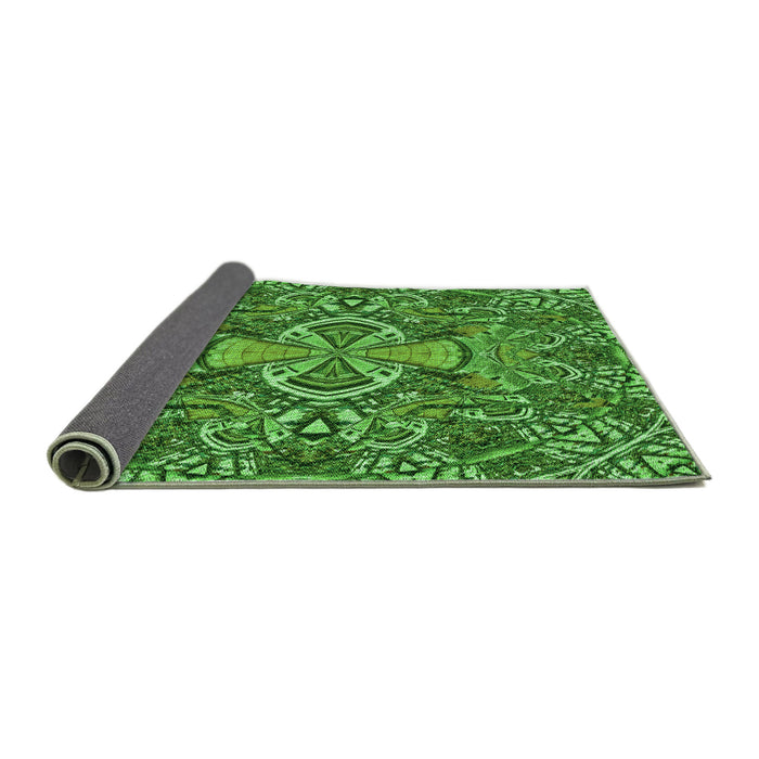 Thickness of Patterned Deep Emerald Green Rug, pat124grn
