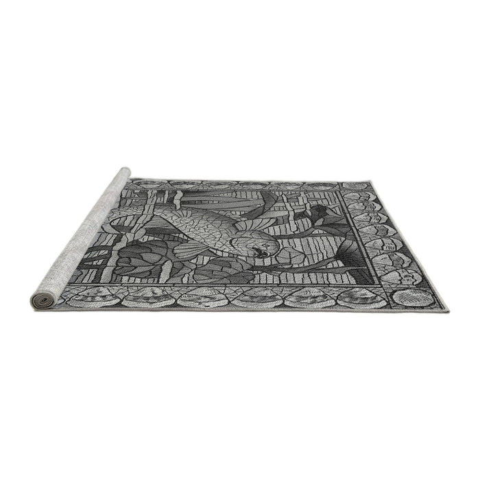 Sideview of Machine Washable Transitional Dark Gray Rug, wshpat1240gry