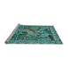 Sideview of Machine Washable Transitional Turquoise Green Rug, wshpat1240lblu