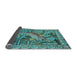 Thickness of Patterned Turquoise Green Rug, pat1240lblu