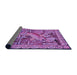 Thickness of Patterned Dark Magenta Purple Rug, pat1240pur