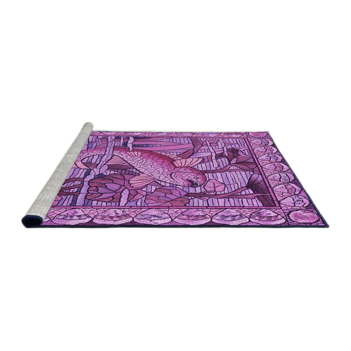 Sideview of Machine Washable Transitional Dark Magenta Purple Rug, wshpat1240pur