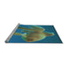 Sideview of Machine Washable Transitional Blue Rug, wshpat1241lblu