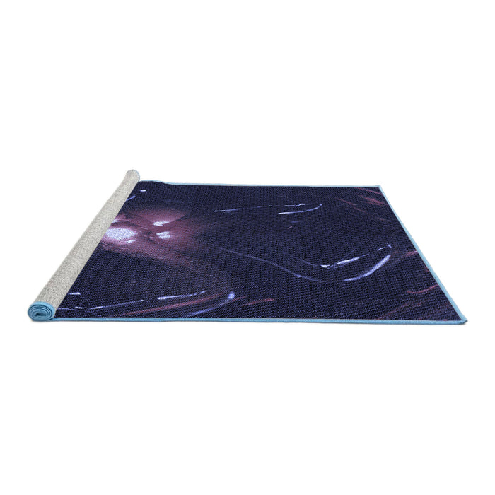 Sideview of Machine Washable Transitional Night Blue Rug, wshpat1242blu