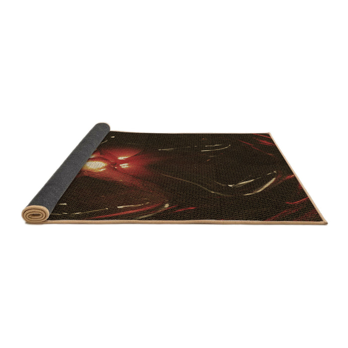 Thickness of Patterned Black Brown Rug, pat1242brn