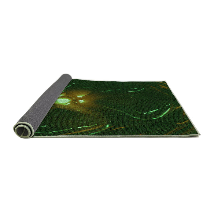 Thickness of Patterned Black Rug, pat1242grn