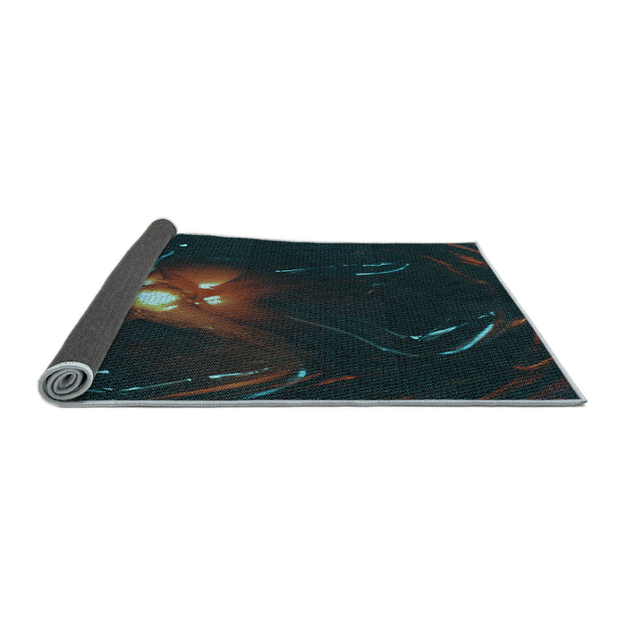 Thickness of Patterned Midnight Gray Rug, pat1242lblu