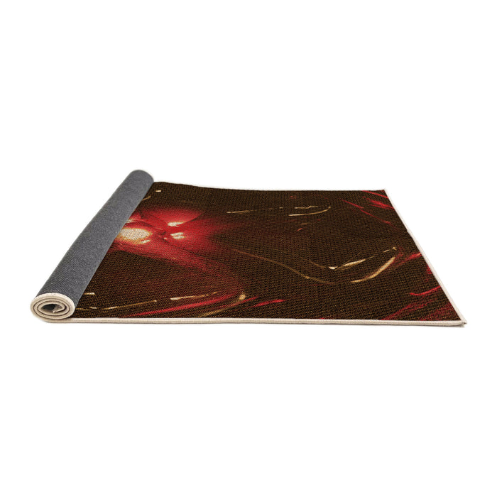 Thickness of Patterned Red Brown Rug, pat1242org