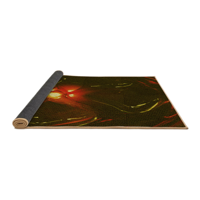 Thickness of Patterned Dark Bronze Brown Rug, pat1242yw