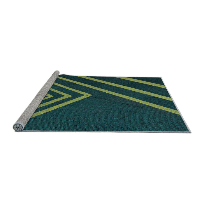 Sideview of Machine Washable Transitional Deep Teal Green Rug, wshpat1243lblu