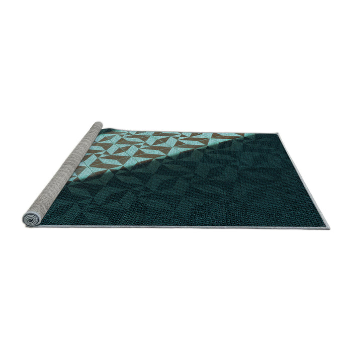 Sideview of Machine Washable Transitional Deep Teal Green Rug, wshpat1244lblu
