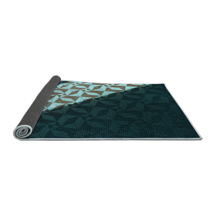 Thickness of Patterned Deep Teal Green Rug, pat1244lblu