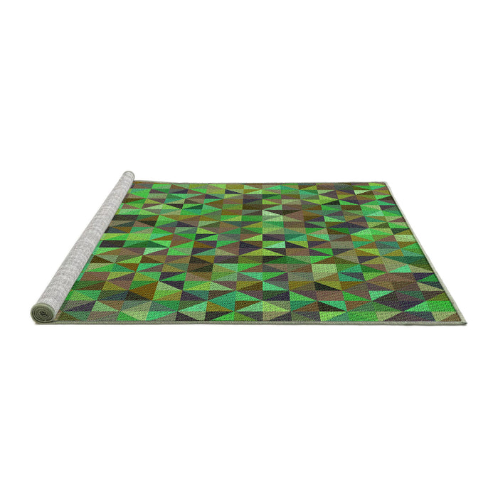 Sideview of Machine Washable Transitional Green Rug, wshpat1245grn