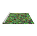 Sideview of Machine Washable Transitional Green Rug, wshpat1245grn