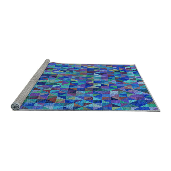 Sideview of Machine Washable Transitional Blue Rug, wshpat1245lblu
