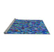 Sideview of Machine Washable Transitional Blue Rug, wshpat1245lblu