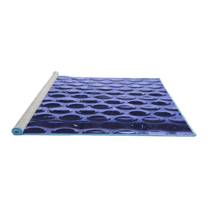 Sideview of Machine Washable Transitional Sky Blue Rug, wshpat1246blu