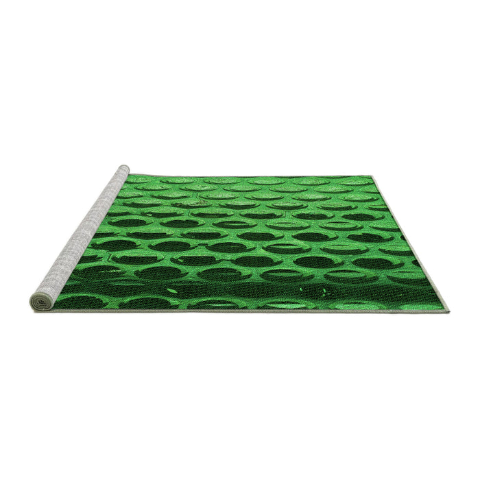 Sideview of Machine Washable Transitional Deep Emerald Green Rug, wshpat1246grn