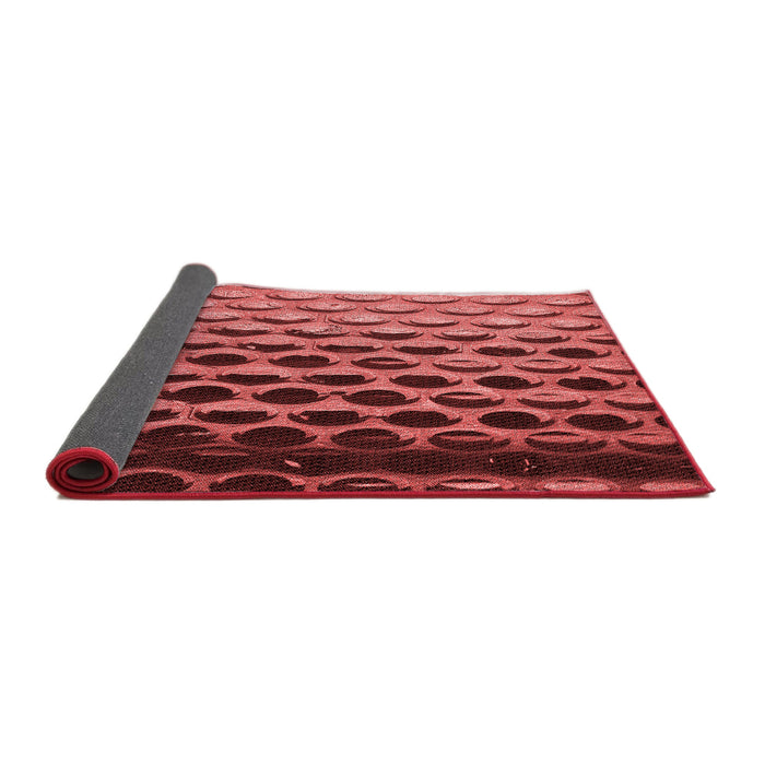 Thickness of Patterned Cranberry Red Rug, pat1246rd