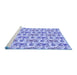 Sideview of Machine Washable Transitional Blue Rug, wshpat1247blu